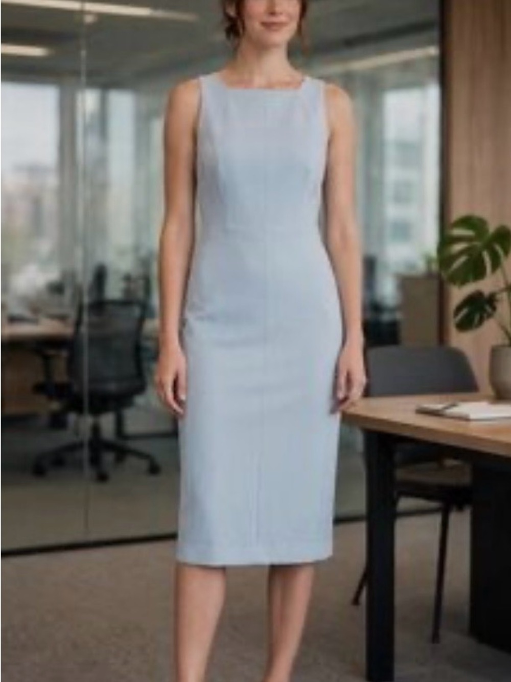 NWT Ann Taylor baby blue sleeveless crepe sheath dress 6 8
